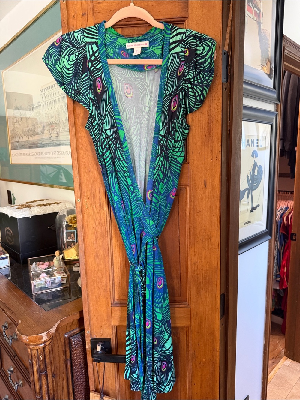 Matthew Williamson Green & Blue Peacock-Print Midi Dress